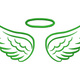 Angel Wings with Halo Line Art Embroidery Design, Instant Download