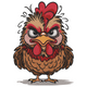 Angry Chicken Cartoon Embroidery Design, Grumpy Rooster Farm Pattern
