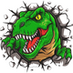 Angry T-Rex Breaking Wall Embroidery Design, Instant Download