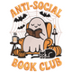 Anti-Social Book Club Ghost Embroidery Design, Halloween Pattern, Instant Download
