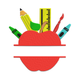 Apple Teacher Split Embroidery Design, Instant Download