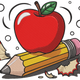 Apple and Pencil Embroidery Design, Instant Download