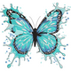 Aqua Splash Butterfly Embroidery Design, Instant Download