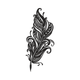 Artistic Swirl Feather Embroidery Design, Instant Download