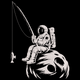 Astronaut Fishing on Moon Embroidery Design, Instant Download