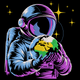 Astronaut Holding Earth Embroidery Design, Space Cradle Pattern