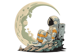 Astronaut Moon Dream Embroidery Design, Space Machine Embroidery Pattern, Instant Download