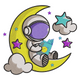 Astronaut Reading on the Moon Embroidery Design V2, Instant Download