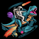 Astronaut Riding Dinosaur Embroidery Design, Instant Download