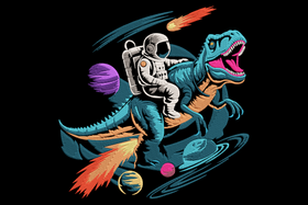Astronaut Riding Dinosaur Embroidery Design, Instant Download