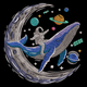 Astronaut Riding Whale Moon Embroidery Design, Instant Download