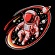 Astronaut Space Embroidery Design, Red Spacesuit Saturn Ring Pattern, Instant Download