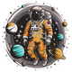 Astronaut In Space Embroidery Design, Galaxy Pattern