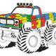 Autism Puzzle Monster Truck Embroidery Design, Instant Download