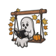 Autumn Ghost on Swing Embroidery Design, Pattern