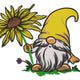 Autumn Gnome with Big Sunflower Embroidery Design, Instant Download