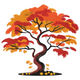 Autumn Maple Tree Embroidery Design, Bonsai Fall Foliage Scene Pattern, Instant Download