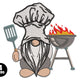 BBQ Chef Gnome Embroidery Design, Instant Download