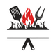 BBQ Grill with Fire and Tools Embroidery Design, Instant Download
