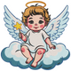 Baby Angel on Cloud Embroidery Design, Instant Download