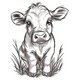 Baby Calf Line Art Embroidery Design, Machine Embroidery Pattern, Instant Download