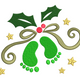 Baby Christmas Footprints Embroidery Design, Holiday Baby Feet Machine Embroidery, Instant Download