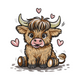 Baby Cow with Hearts Embroidery Design, Instant Download