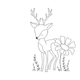 Baby Deer With Antlers Outline Embroidery Design, Instant Download