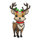 Baby Deer with Antlers Holiday Embroidery Design, Instant Download