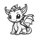 Baby Dragon Outline Embroidery Design, Instant Download