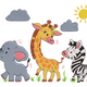 Baby Elephant Giraffe Zebra Embroidery Design, Instant Download