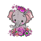 Baby Elephant with Flowers Embroidery Design, Instant Download