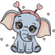 Baby Elephant with Hearts Embroidery Design, Instant Download