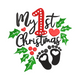 Baby First Christmas Footprints Embroidery Design, Instant Download