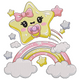 Baby Star Rainbow Embroidery Design, Kawaii Nursery Pattern