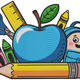 Back to School Apple & Supplies Embroidery Design, Instant Download
