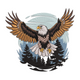 Bald Eagle Forest Embroidery Design, Instant Download