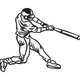 Baseball Batter Line Art Embroidery Design, Sports Pattern