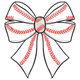 Baseball Bow Embroidery Design, Sports Team Spirit Machine Embroidery Pattern, Instant Download