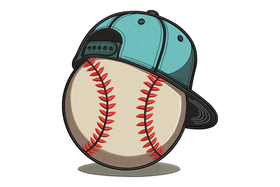 Baseball Cap and Ball Embroidery Design, Machine Embroidery Pattern, Instant Download