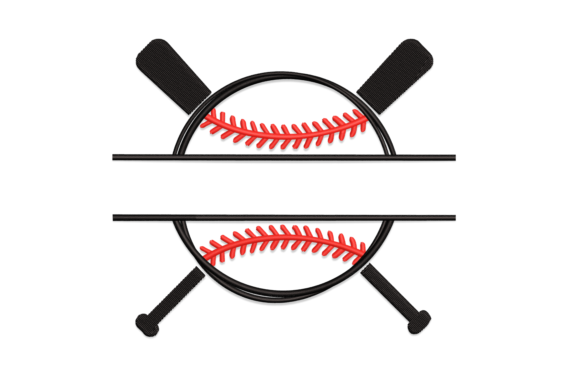 Baseball emblem with crossed bats embroidery, navy blue and white sports badge design on white background
