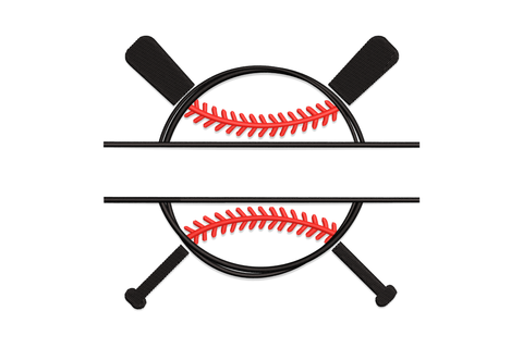 Baseball emblem with crossed bats embroidery, navy blue and white sports badge design on white background