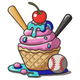 Baseball Ice Cream Sundae Embroidery Design, Instant Download