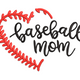 Baseball Mom Heart Embroidery Design, Instant Download