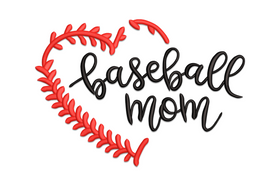 Baseball Mom Heart Embroidery Design, Instant Download
