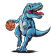 Basketball T-Rex Embroidery Design, Dinosaur Sports Machine Embroidery Pattern, Instant Download