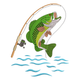 Bass Fishing Embroidery Design, Machine Embroidery Pattern, Instant Download