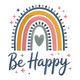 Be Happy Rainbow Embroidery Design, Machine Embroidery Pattern, Instant Download