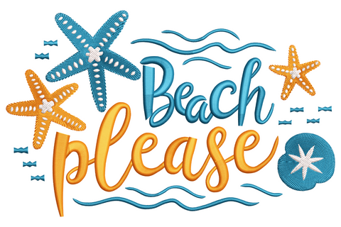 Beach Please Machine Embroidery Design