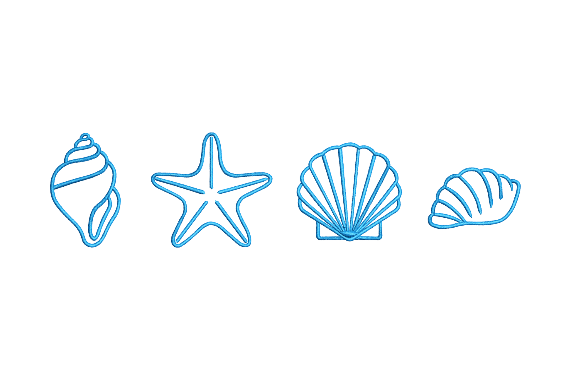 Beach Seashells Outline Embroidery Design